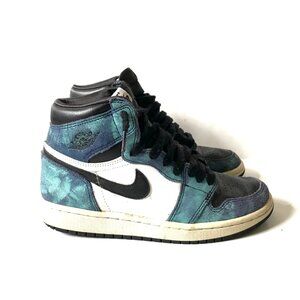 Nike Air Jordan 1 Retro Sneakers Shoes Womens 7.5 Blue Black Leather Basketball
